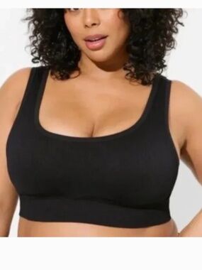 Torrid Curve Lightly Lined Rib Scoop Bralette Sz 3 Black